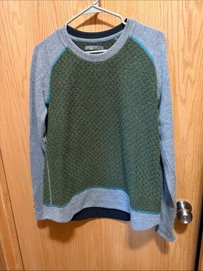 Prana Olive Green & Gray Crewneck Sweater